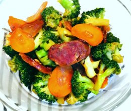 快手下饭西兰花炒腊肠的做法