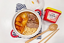 #暖冬酱在手，嗨吃部队锅#韩式部队酸汤土豆牛肉火锅的做法