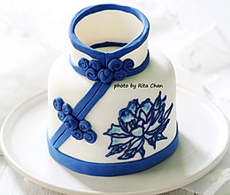 青花瓷旗袍翻糖蛋糕 #约会MOF#的做法