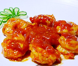 色泽红润,营养美味——茄汁虾球的做法