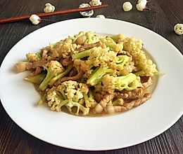 有机菜花炒肉丝的做法