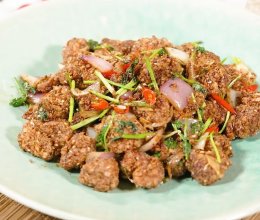 燕麦炒烤肉的做法