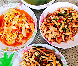 花生芽炒肉+爆炒面疙团的做法