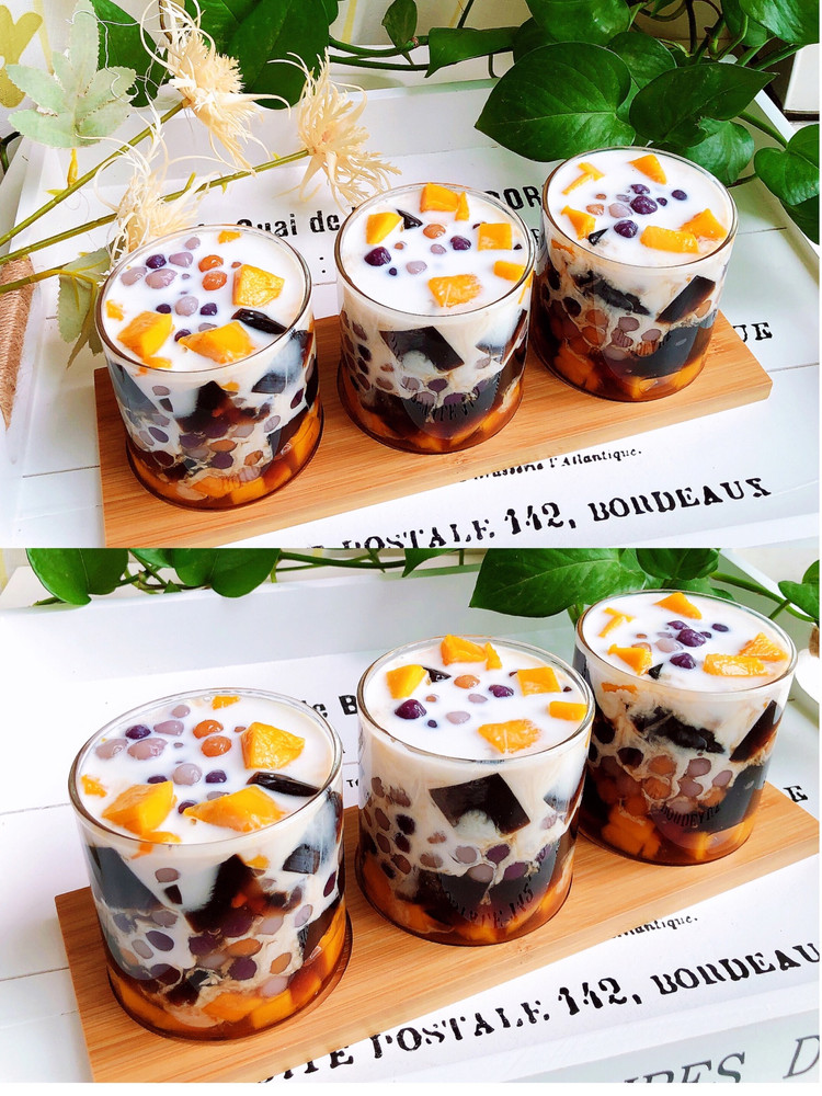 芒果芋圆烧仙草的做法