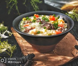 海参鲜贝杂蔬小米粥的做法