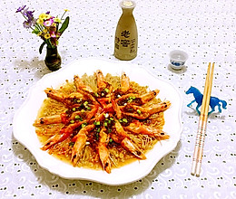 蒜蓉海虾蒸金针菇的做法