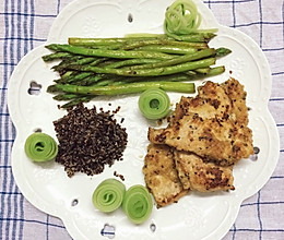 健身刷脂菜*白灼芦笋配燕麦煎鸡胸的做法