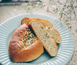橄榄油葱蒜香火腿全麦软欧面包的做法