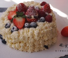#一道菜表白豆果美食#水果奶油蛋糕（6寸戚风蛋糕胚）的做法