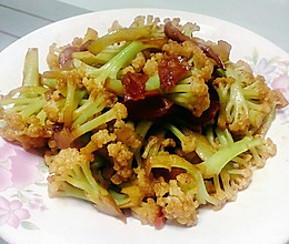 有机花菜炒腊肠的做法