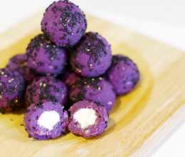 免烤版紫薯芝麻奶球 的做法