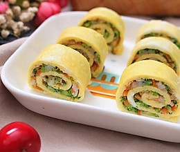 西兰花鲜虾蛋卷 宝宝健康食谱的做法