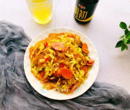 包菜炒火腿粉丝的做法