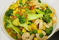 青豆玉米西兰花炒虾仁的做法