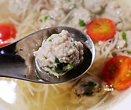 水汆肉丸子❗️（肉丸鲜嫩不柴有技巧）生汆丸子汤的做法