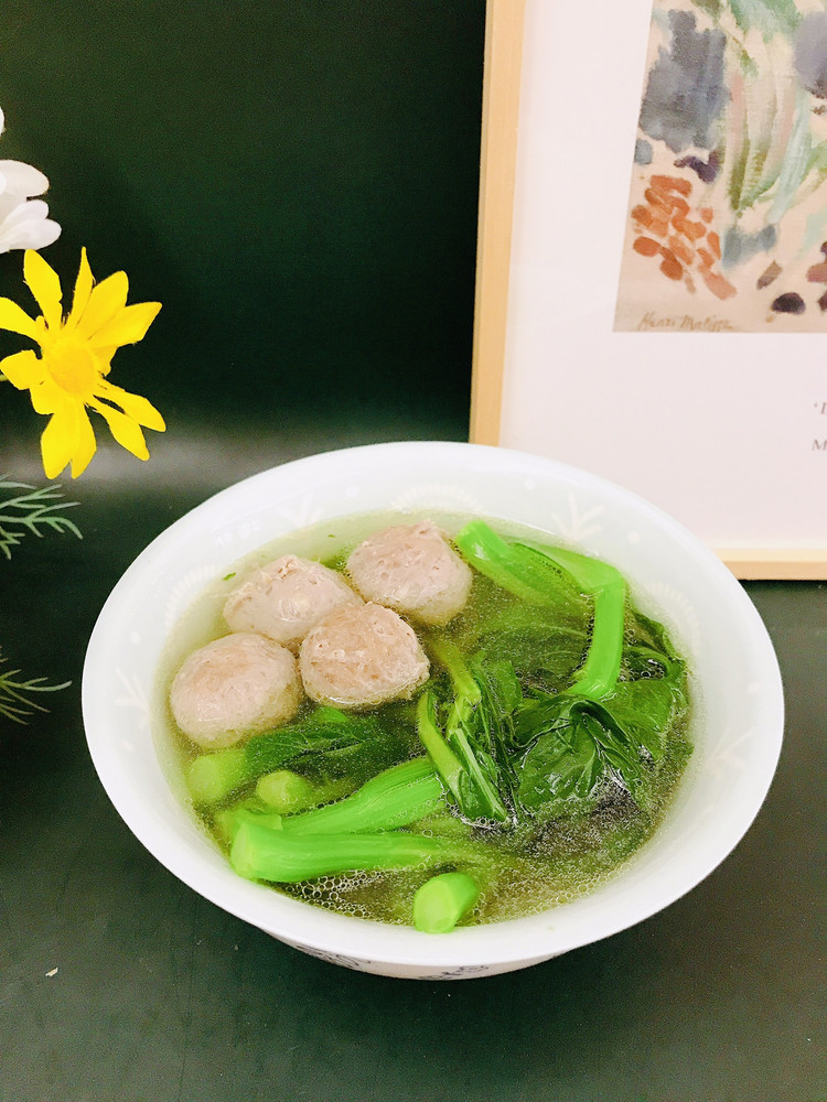 菜心牛肉丸汤的做法