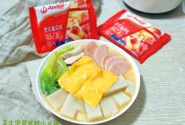 #奶香四溢 暖锅佳味#番茄味芝士泡菜米糕小火锅的做法