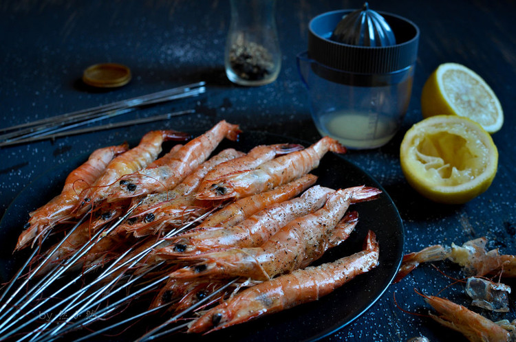 柠香盐烤虾的做法