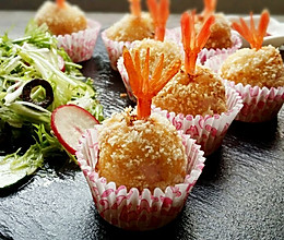 创意美食【土豆泥鲜虾球】的做法