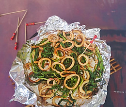 #美食视频挑战赛#香烤韭菜鱿鱼圈的做法