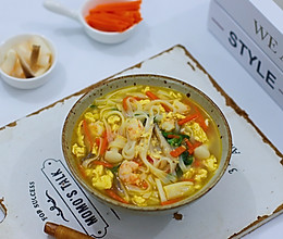 鲜虾菌菇汤面（辅食）的做法