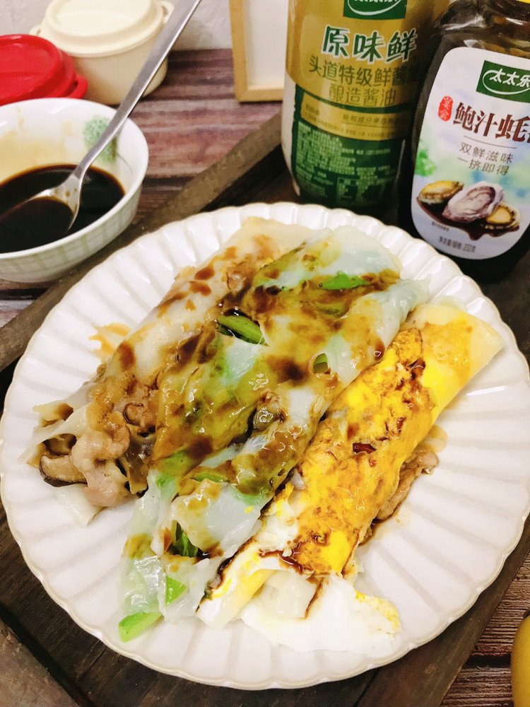瘦肉鸡蛋肠粉的做法