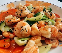 #奶香此刻，焙有钱花#健康低脂的上海青炒虾仁的做法