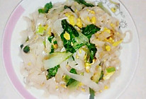 青菜鸡蛋炒粉的做法
