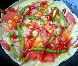 鸡蛋饼做比萨饼，不用烤更健康的做法