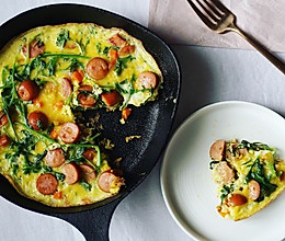 快手健康颜值高的早餐——杂蔬肠仔frittata煎蛋饼的做法