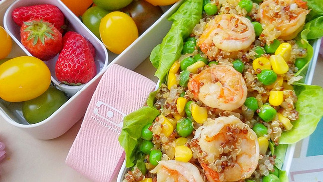 越吃越瘦的虾仁藜麦炒饭#monbento为减脂季撑腰#的做法