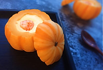 南瓜盏虾仁蒸蛋的做法