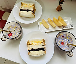 #夏日吃货嘉年华#早餐营养搭配，紫米奶酪三明治……等的做法