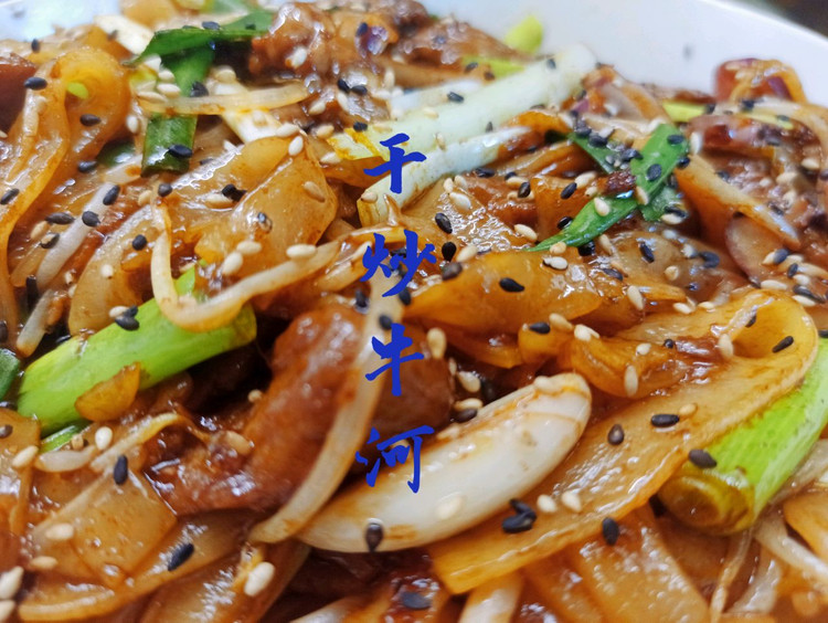 广式大排档小吃干炒牛河粉的做法