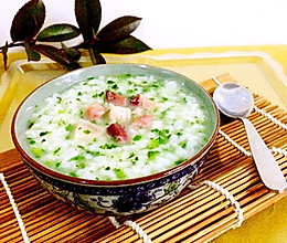 火腿青菜粥#浪漫樱花季的做法