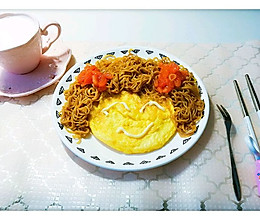 洋娃娃早餐电饼铛版（鸡蛋方便面）的做法