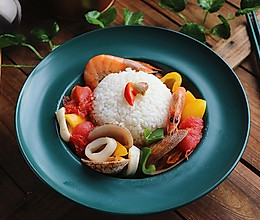 #福气年夜菜#海鲜蔬菜盖浇饭，鲜味十足，总想再来一盘！的做法