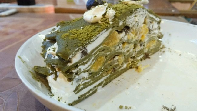 抹茶橙子巧克力豆千层的做法