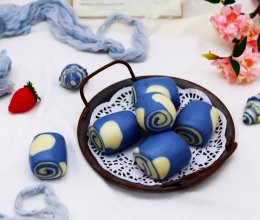 蝶豆花双色花样馒头#网红美食我来做#的做法