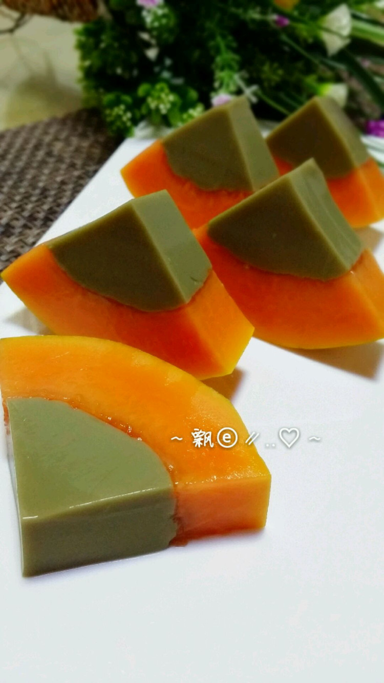 木瓜抹茶奶冻的做法