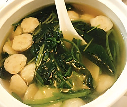 虾丸菠菜汤的做法