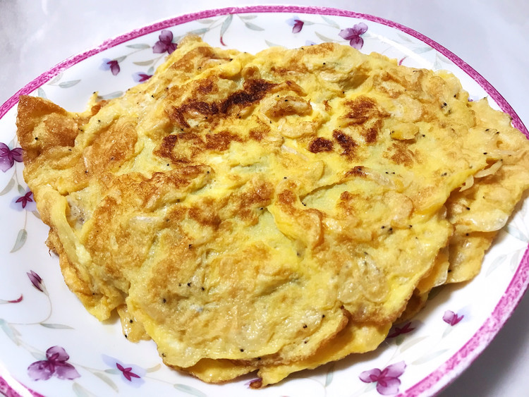 快手虾皮煎蛋的做法