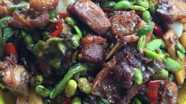 毛豆炒鸭的做法