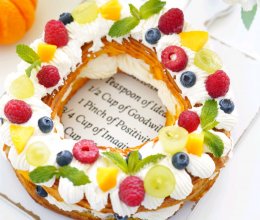 #2021亲子烘焙组——“焙”感幸福#缤纷花环奶油泡芙的做法