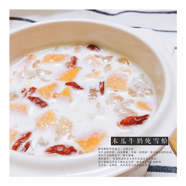 木瓜牛奶炖雪蛤--自制炖品的做法