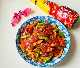#做川菜用豪吉#香肠炒辣椒的做法