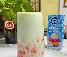 #新年好食，只炼好事#“莓”有烦恼-草莓抹茶牛乳的做法
