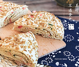 千层香葱火腿发面饼#快手又营养，我家的冬日必备菜品#的做法