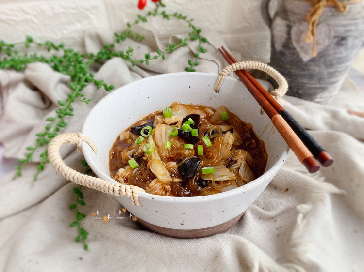 白菜炖粉条，给肉都不换的做法