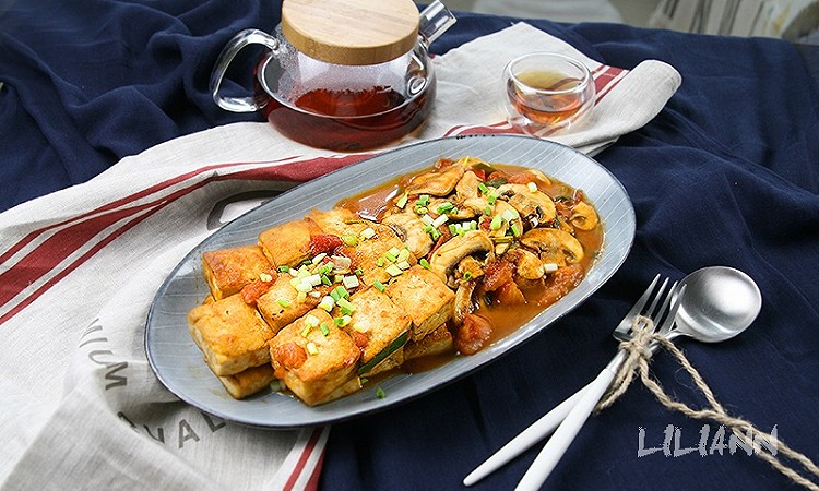 蘑菇香煎豆腐的做法